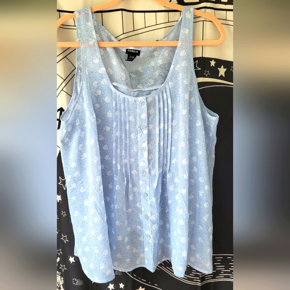 Blue floral blouse